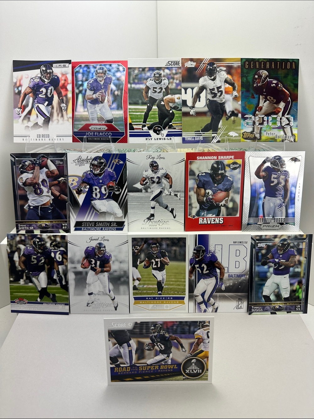 Ray Lewis Ravens lot of 16 w/ Suggs, Flacco, Reed, Sharpe & more stars